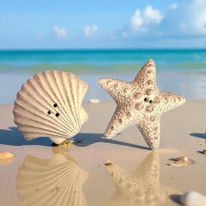 Seashore Salt & Pepper Shakers - American Atelier - Starfish & Seashell